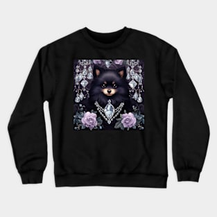 Jewelled Gothic Black Pomeranian Crewneck Sweatshirt